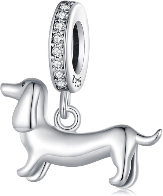 Dachshund Dog Charm 925 Sterling Silver